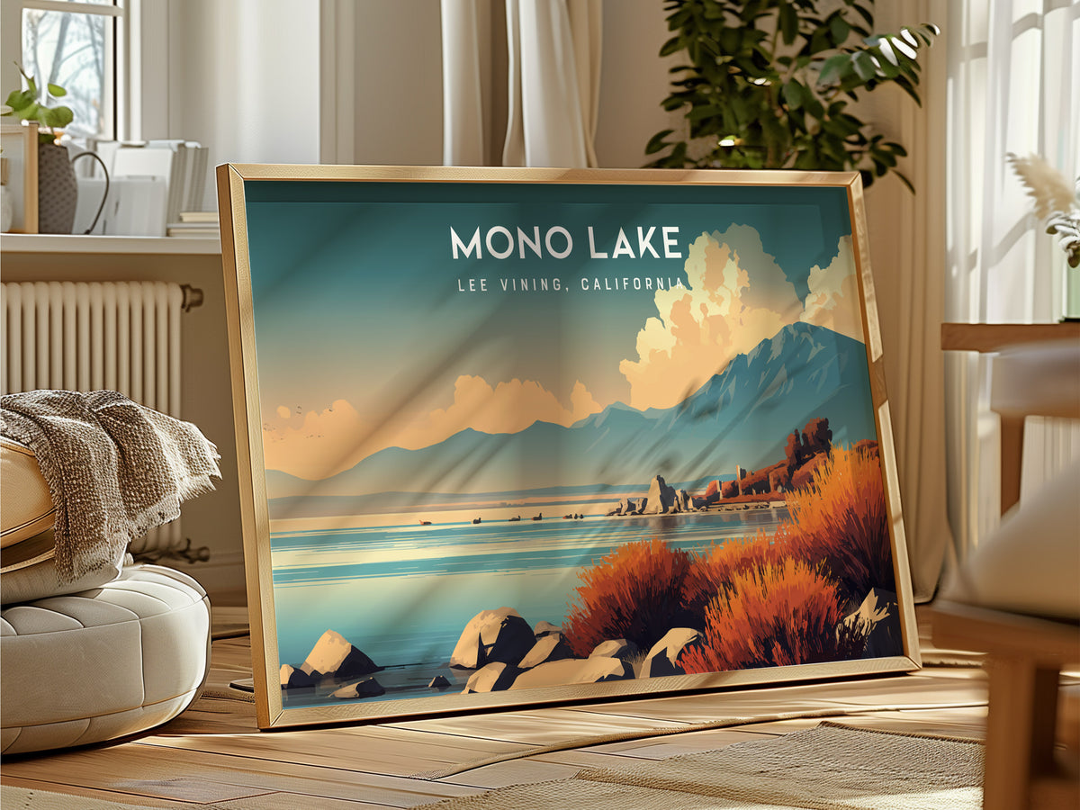 Mono Lake Landscape Poster | Lee Vining, California Vacation Wall Art — framed and ready to hang