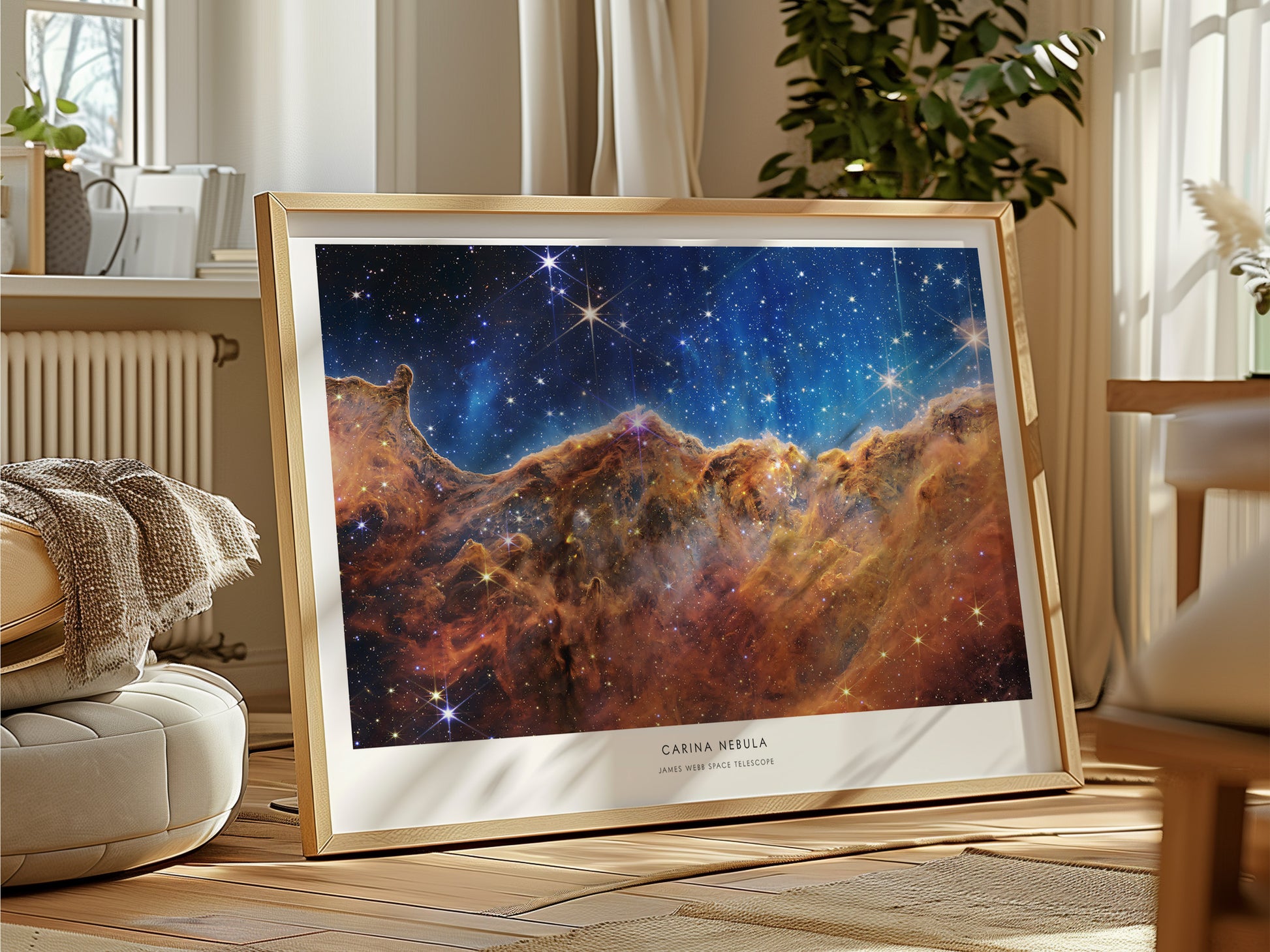 Carina Nebula Landscape Poster | NASA Space Photography Wall Art — framed and ready to hang