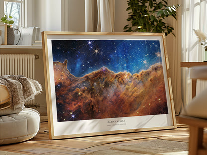 Carina Nebula Landscape Poster | NASA Space Photography Wall Art — framed and ready to hang