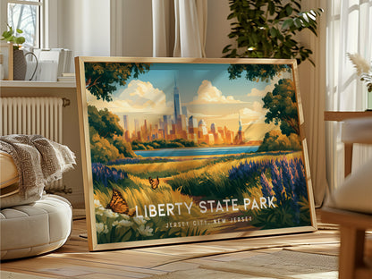 Liberty State Park Landscape Poster | Jersey City, New Jersey Vacation Wall Art — framed and ready to hang
