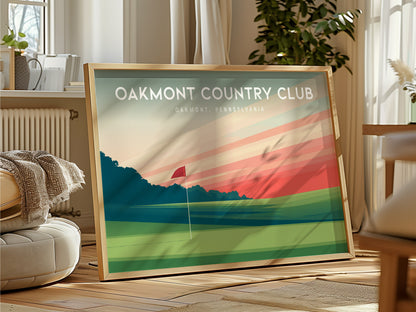 Oakmont Country Club Landscape Poster | Oakmont, Pennsylvania Country Club Decor Wall Art — framed and ready to hang