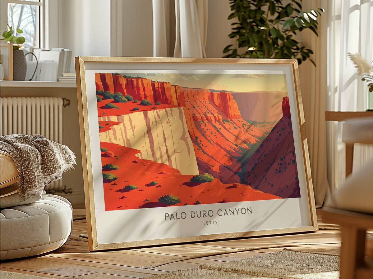 Palo Duro Canyon Landscape Matte Border Poster | Texas Vacation Wall Art — framed and ready to hang