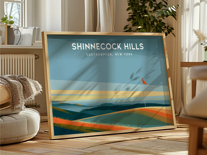 Shinnecock Hills Landscape Poster | Southampton, New York Golfer Gift & Links Poster Wall Art — framed and ready to hang