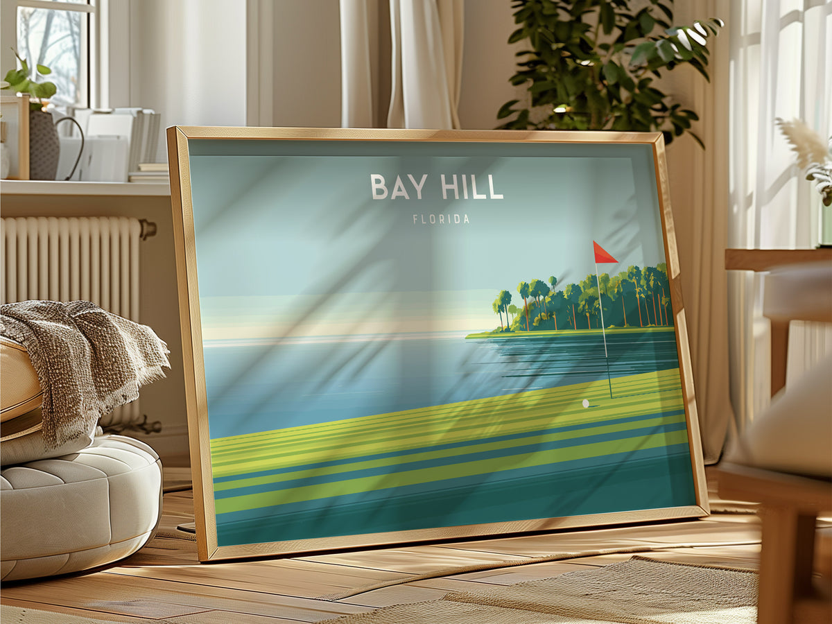 Bay Hill, Florida Landscape Poster | Golf Course Print & Golfer Gift Wall Art — framed and ready to hang