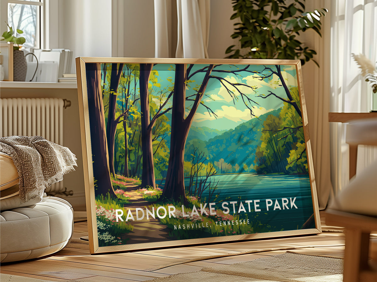 Radnor Lake State Park Landscape Poster | Nashville, Tennessee Vacation Wall Art — framed and ready to hang
