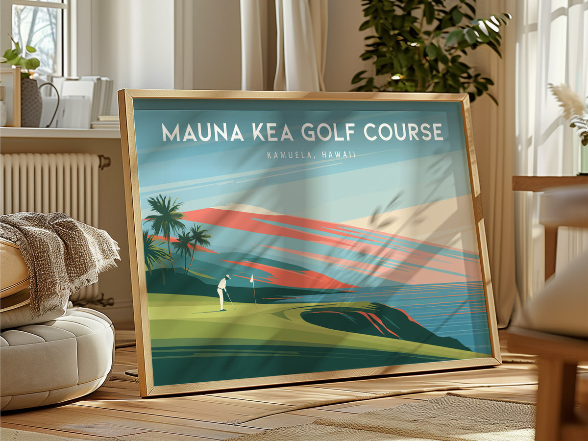 Mauna Kea Golf Course Landscape Poster | Kamuela, Hawaii Country Club Decor Wall Art — framed and ready to hang