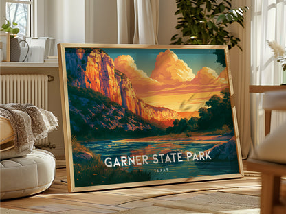 Garner State Park, Texas Landscape Poster | Frio River Travel Wall Art — framed and ready to hang