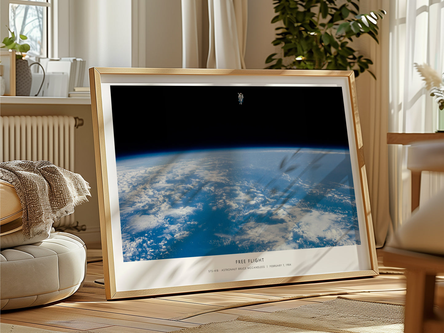 Free Flight Landscape Poster | Sts-41b · Astronaut Bruce Mccandless | STS-41B Astronaut Bruce McCandless NASA Space Photograp