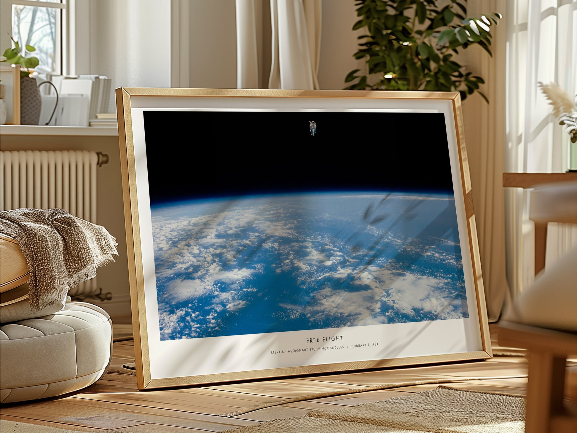 Free Flight Landscape Poster | Sts-41b · Astronaut Bruce Mccandless | STS-41B Astronaut Bruce McCandless NASA Space Photograp