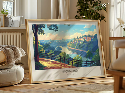 Richmond Landscape Matte Border Poster | Virginia Travel Wall Art — framed and ready to hang