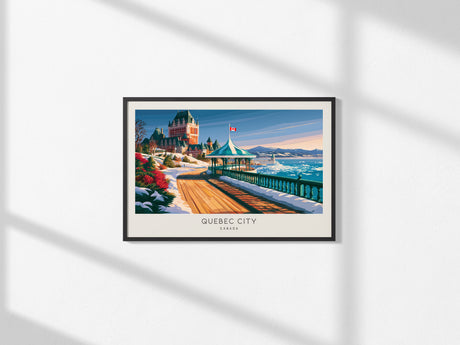 Quebec City Landscape Matte Border Poster | Canada Travel Wall Art — framed and ready to hang, 2x3 in