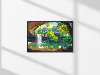 Hamilton Pool Landscape Poster | Austin, Texas Framed or Unframed Beach House Decor Wall Art — framed and ready to hang, 2x3