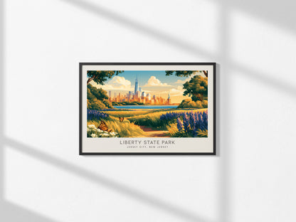 Liberty State Park Landscape Matte Border Poster | Jersey City, New Jersey Framed or Unframed Travel Gift — framed and ready