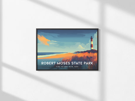 Robert Moses State Park Landscape, Fire Island, New York Poster | Travel Gift Destination Print Wall Art — framed and ready t