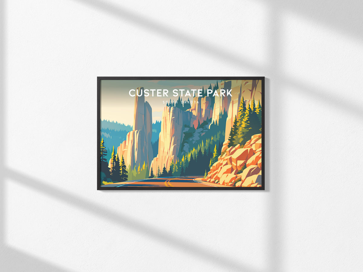 Custer State Park Landscape Poster | South Dakota Needles Highway Travel Wall Art — framed and ready to hang, 2x3 in