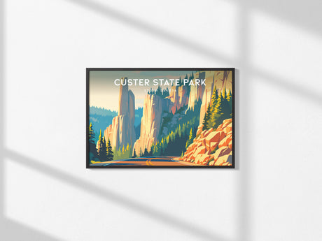 Custer State Park Landscape Poster | South Dakota Needles Highway Travel Wall Art — framed and ready to hang, 2x3 in