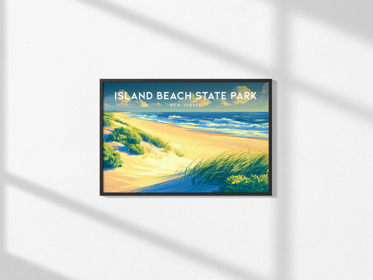 Island Beach State Park, New Jersey Landscape Poster | Coastal Beach Decor Wall Art — framed and ready to hang, 2x3 in