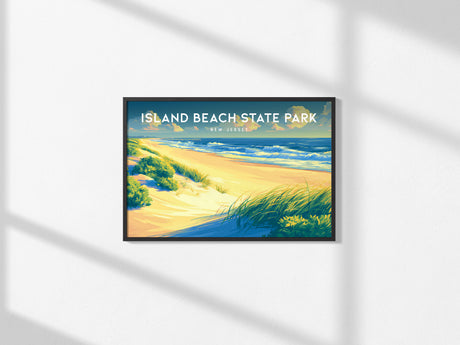 Island Beach State Park, New Jersey Landscape Poster | Coastal Beach Decor Wall Art — framed and ready to hang, 2x3 in