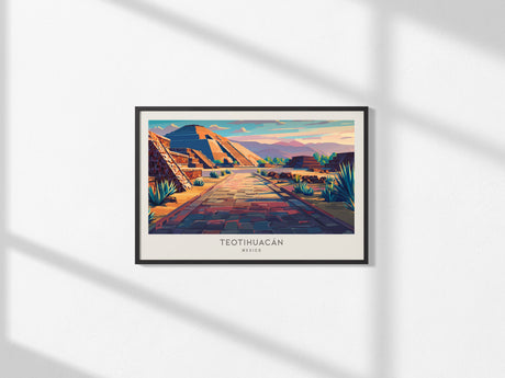 Teotihuacán Landscape Matte Border Poster | Mexico Ancient Ruins Framed or Unframed Travel Gift — framed and ready to hang, 2