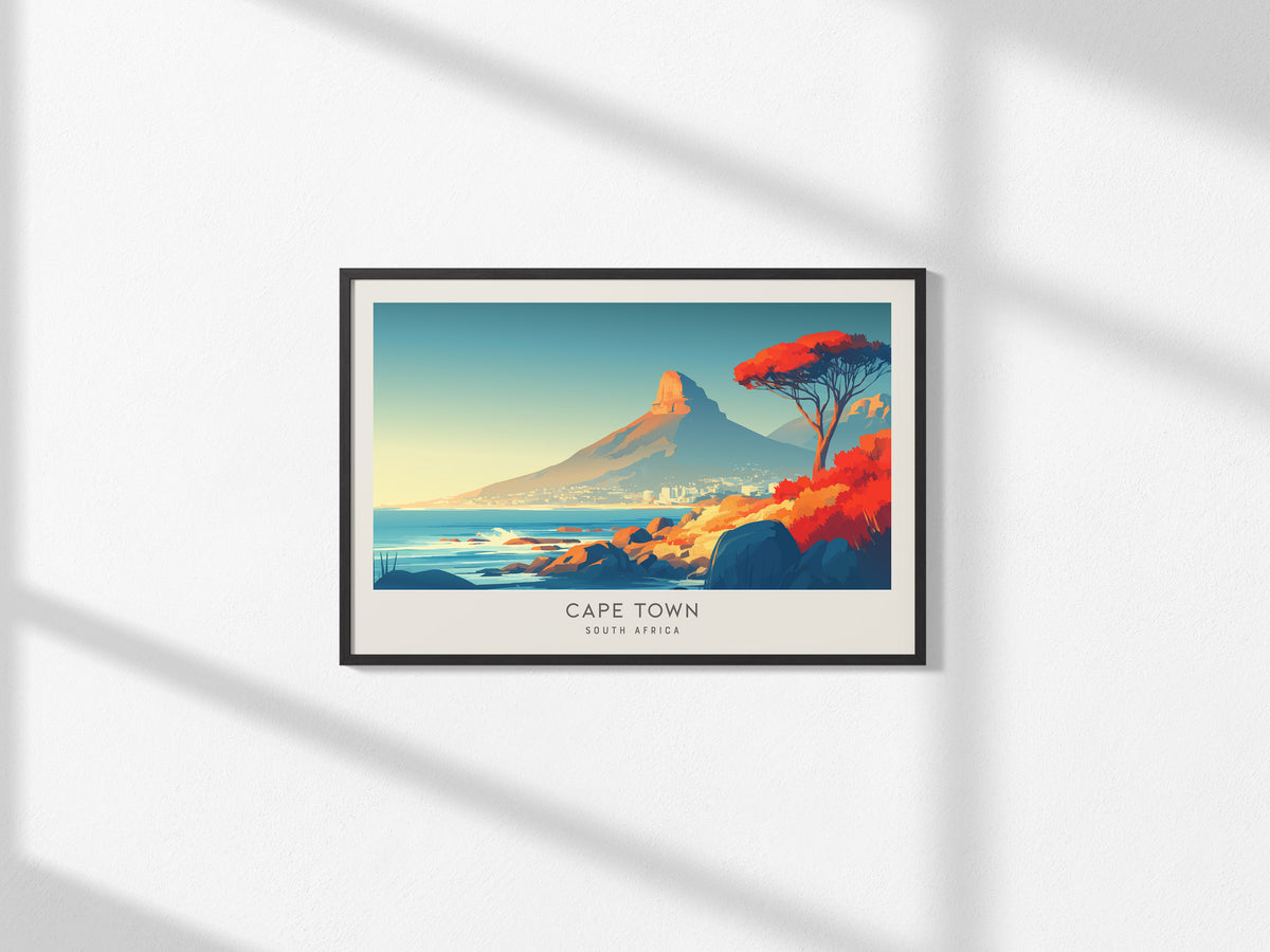 Cape Town Landscape Matte Border Poster | South Africa Vacation Wall Art — framed and ready to hang, 2x3 in