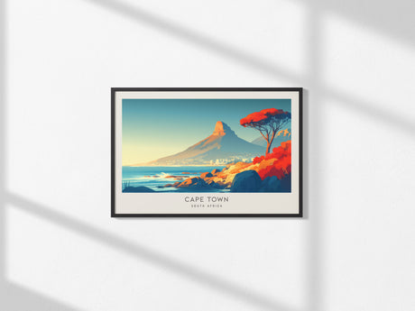 Cape Town Landscape Matte Border Poster | South Africa Vacation Wall Art — framed and ready to hang, 2x3 in