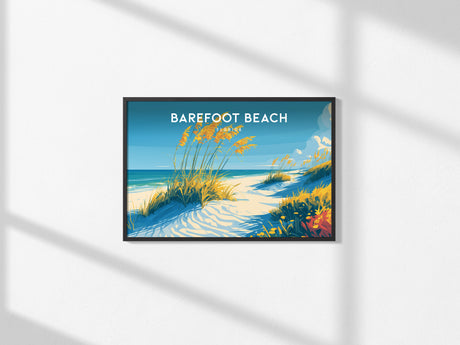 Barefoot Beach, Florida Poster | Tropical Shoreline Landscape Coastal Decor Wall Art — framed and ready to hang, 2x3 in