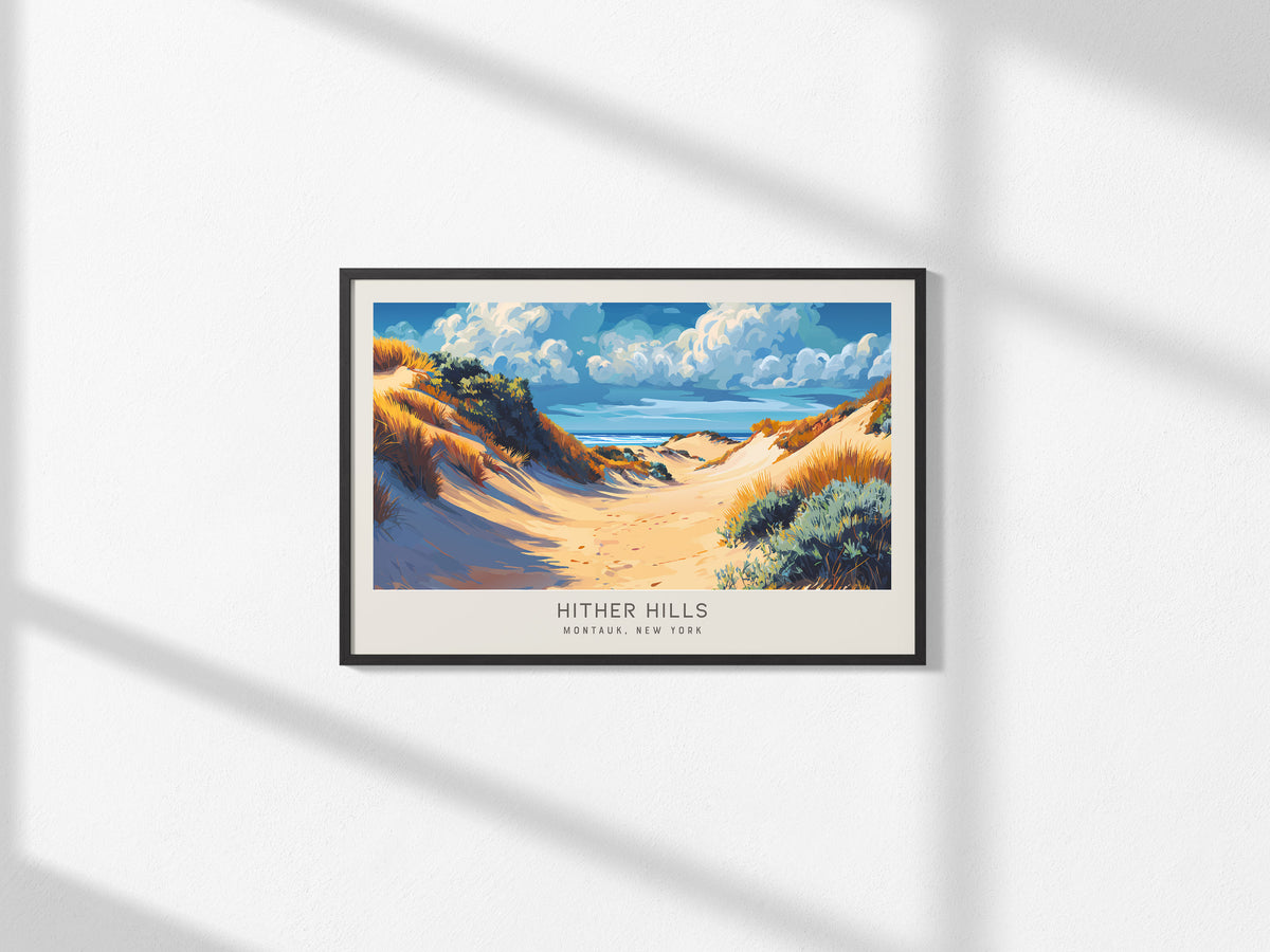 Hither Hills Landscape Matte Border Poster | Montauk, New York Coastal Beach Decor — framed and ready to hang, 2x3 in