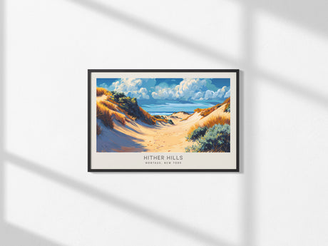 Hither Hills Landscape Matte Border Poster | Montauk, New York Coastal Beach Decor — framed and ready to hang, 2x3 in