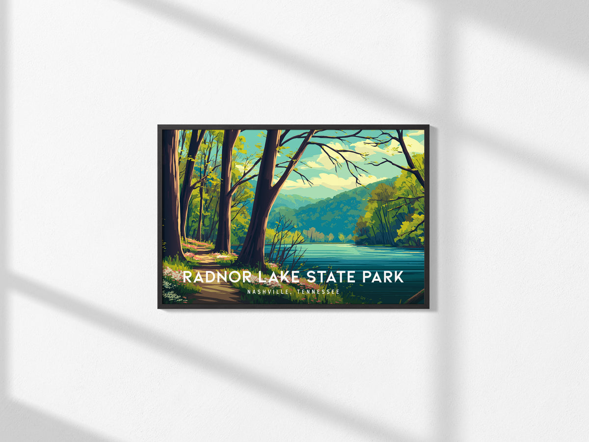 Radnor Lake State Park Landscape Poster | Nashville, Tennessee Vacation Wall Art — framed and ready to hang, 2x3 in
