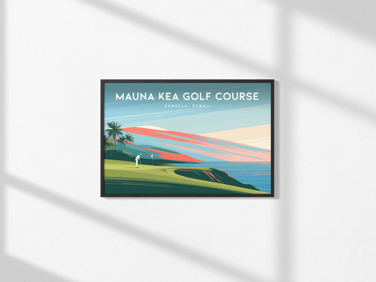 Mauna Kea Golf Course Landscape Poster | Kamuela, Hawaii Country Club Decor Wall Art — framed and ready to hang, 2x3 in