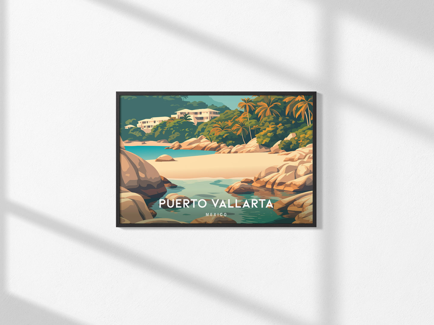 Puerto Vallarta Landscape Poster | Mexico Travel Wall Art — framed and ready to hang, 2x3 in