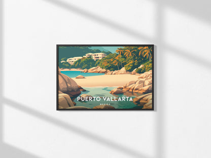 Puerto Vallarta Landscape Poster | Mexico Travel Wall Art — framed and ready to hang, 2x3 in
