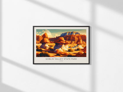 Goblin Valley State Park Landscape Matte Border Poster | Utah Travel Gift Wall Art — framed and ready to hang, 2x3 in