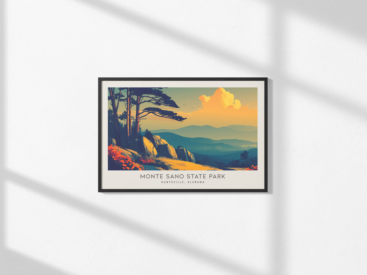 Monte Sano State Park Landscape Matte Border Poster | Huntsville, Alabama Vacation Wall Art — framed and ready to hang, 2x3 i