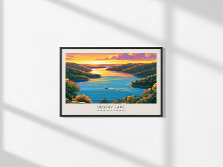 DeGray Lake Landscape Matte Border Poster | Arkadelphia, Arkansas Travel Gift — framed and ready to hang, 2x3 in