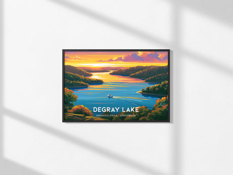 DeGray Lake Landscape Poster | Arkadelphia, Arkansas Vacation Wall Art — framed and ready to hang, 2x3 in