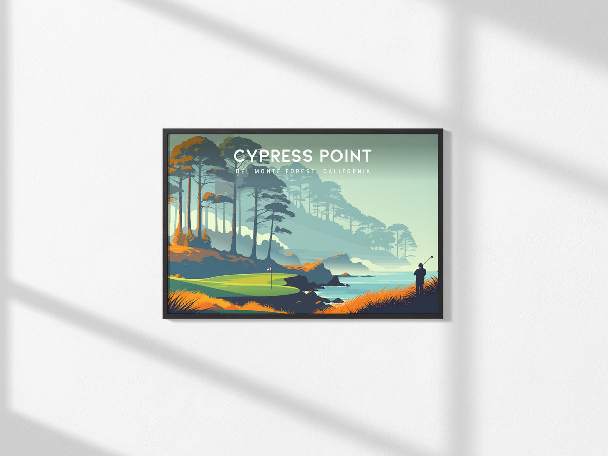 Cypress Point Landscape Poster | Del Monte Forest, California Golf Wall Art Framed or Unframed — framed and ready to hang, 2x