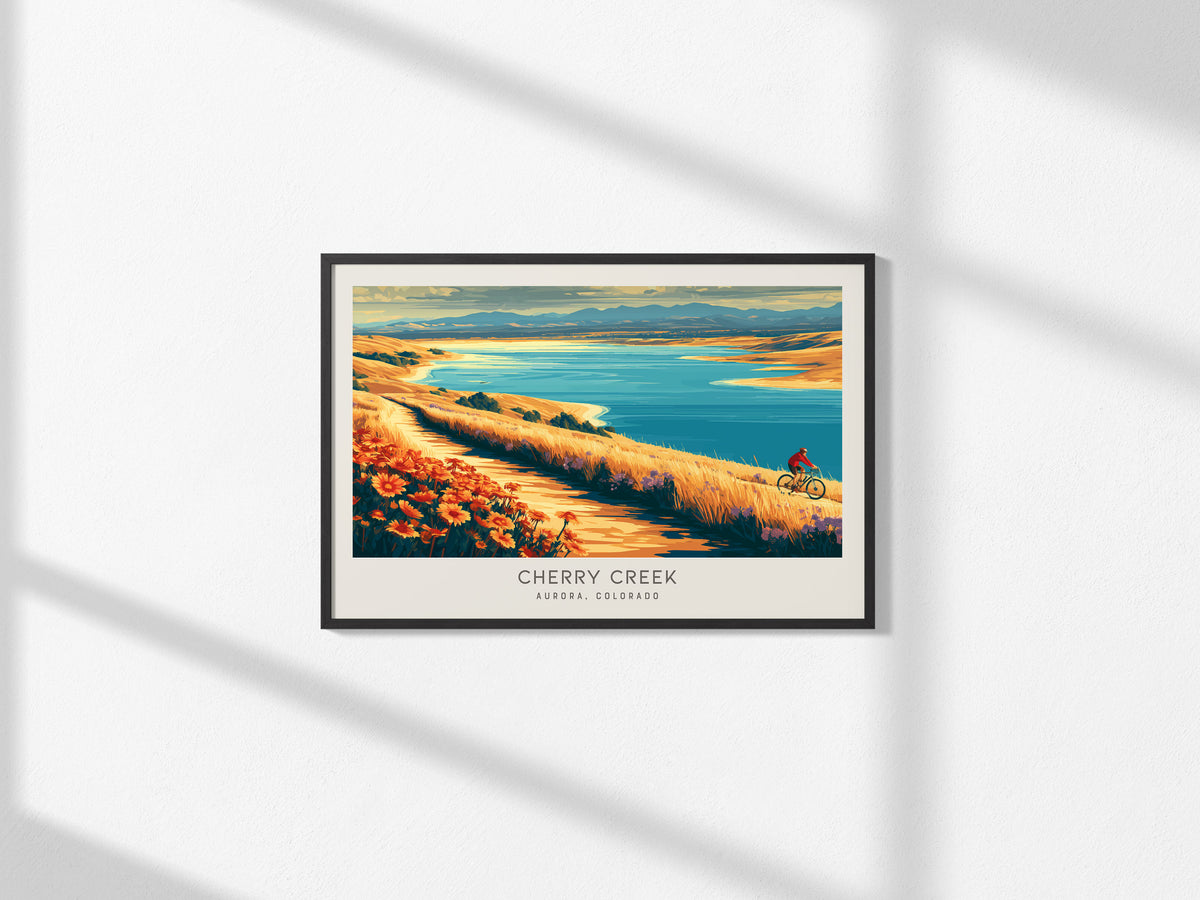 Cherry Creek Landscape Matte Border Poster | Aurora, Colorado Travel Wall Art — framed and ready to hang, 2x3 in