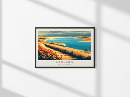 Cherry Creek Landscape Matte Border Poster | Aurora, Colorado Travel Wall Art — framed and ready to hang, 2x3 in