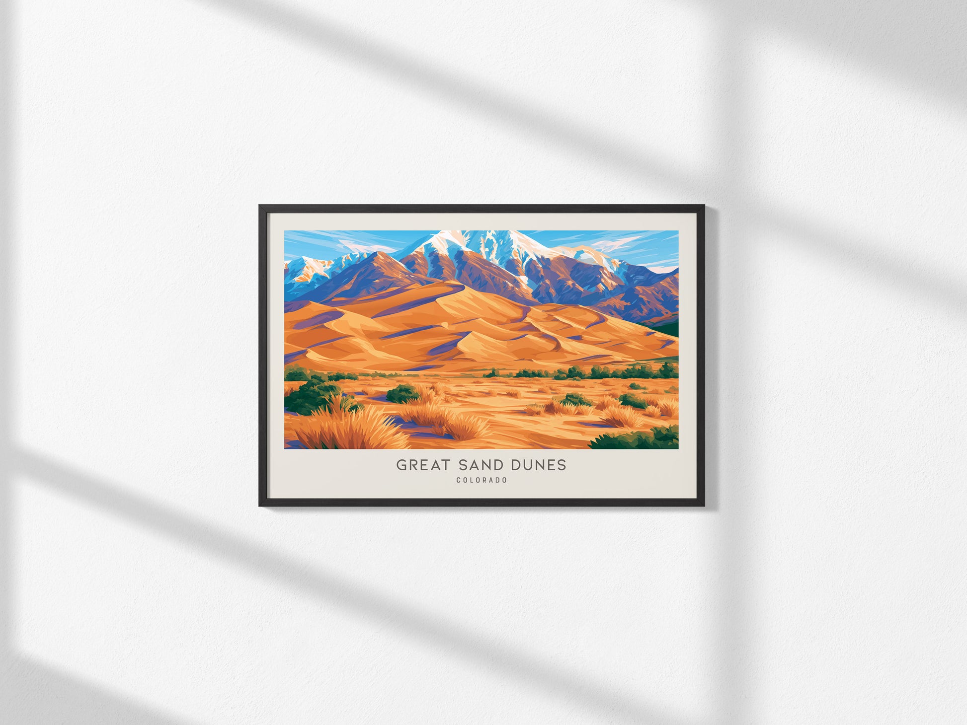 Great Sand Dunes Landscape Matte Border Poster | Colorado Travel Wall Art — framed and ready to hang, 2x3 in