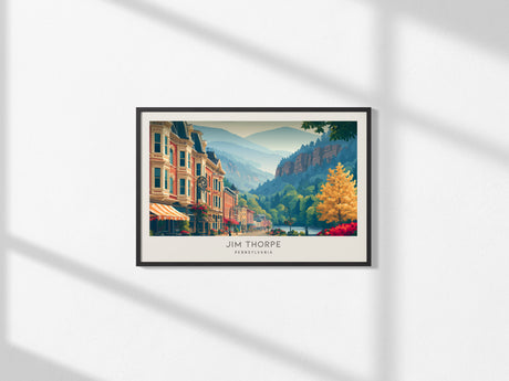 Jim Thorpe Landscape Matte Border Poster | Pennsylvania Travel Wall Art — framed and ready to hang, 2x3 in