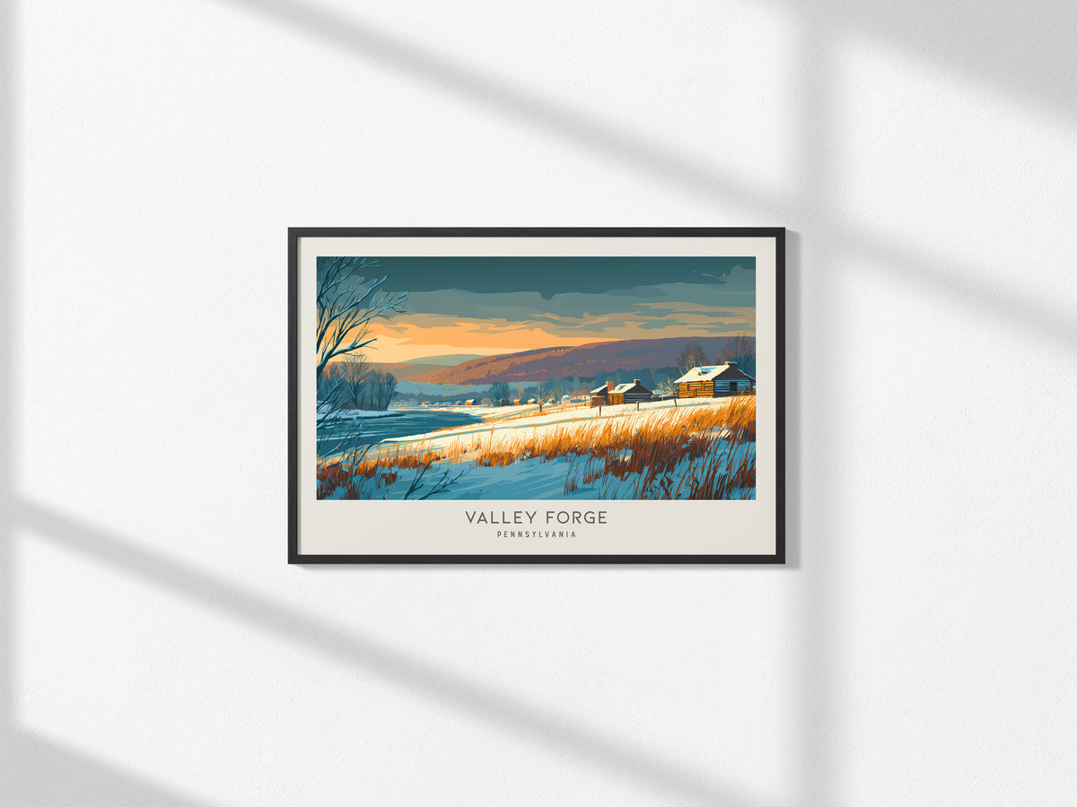 Valley Forge Landscape Matte Border Poster | Pennsylvania Framed or Unframed Travel Art — framed and ready to hang, 2x3 in