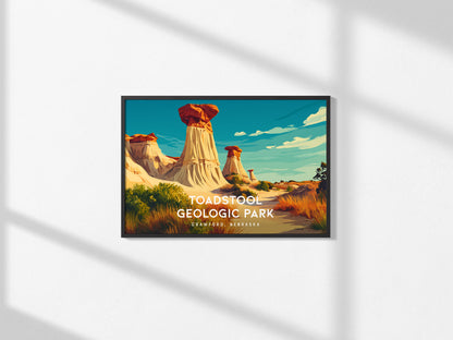 Toadstool Geologic Park Landscape Poster | Crawford, Nebraska Vacation Wall Art — framed and ready to hang, 2x3 in