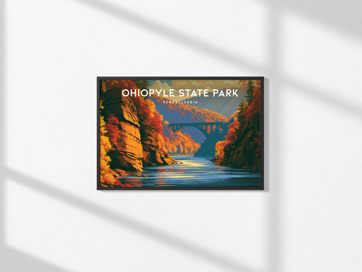 Ohiopyle State Park Landscape Poster | Pennsylvania Framed or Unframed Travel Gift Wall Art — framed and ready to hang, 2x3 i