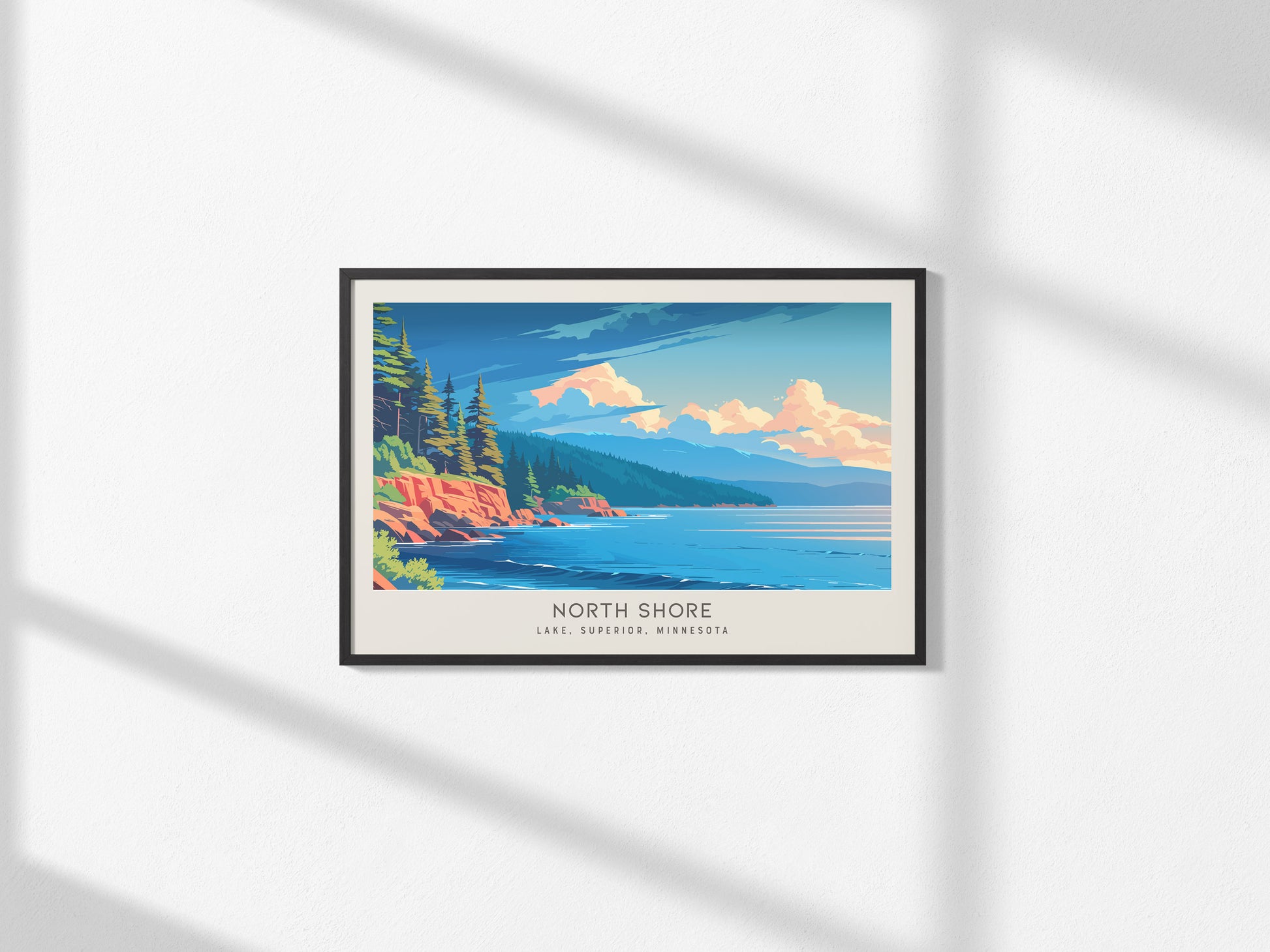 North Shore Landscape Matte Border Poster | Lake, Superior, Minnesota Travel Wall Art — framed and ready to hang, 2x3 in