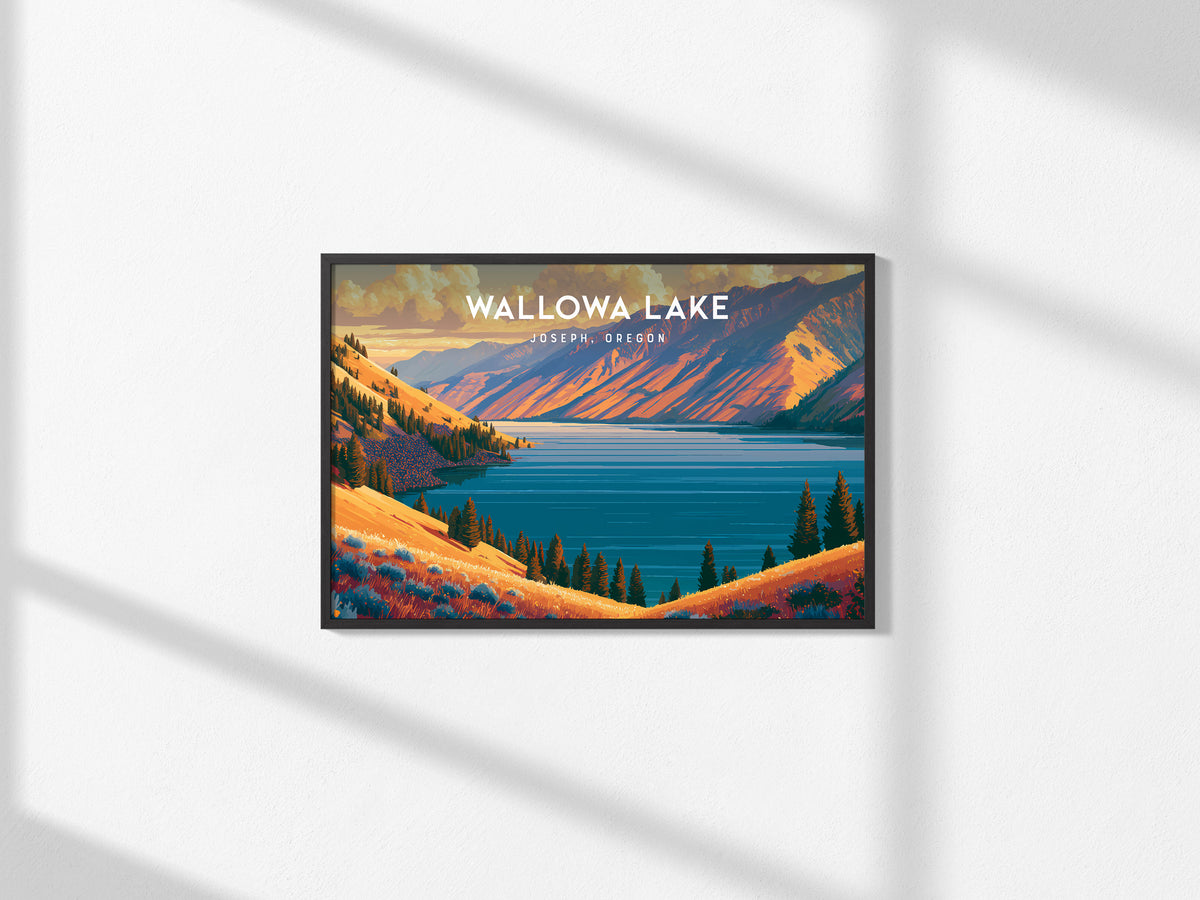 Wallowa Lake Landscape Poster | Joseph, Oregon Vacation Wall Art — framed and ready to hang, 2x3 in