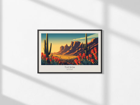 Tucson Landscape Matte Border Poster | Arizona Travel Gift Vacation Wall Art — framed and ready to hang, 2x3 in