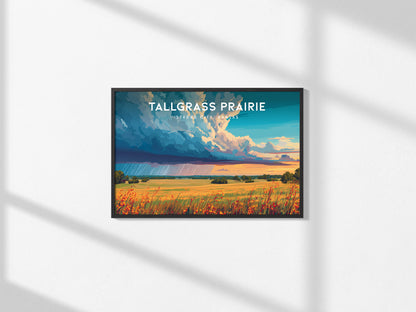 Tallgrass Prairie Landscape Poster | Strong City, Kansas Vacation Wall Art — framed and ready to hang, 2x3 in