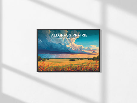 Tallgrass Prairie Landscape Poster | Strong City, Kansas Vacation Wall Art — framed and ready to hang, 2x3 in