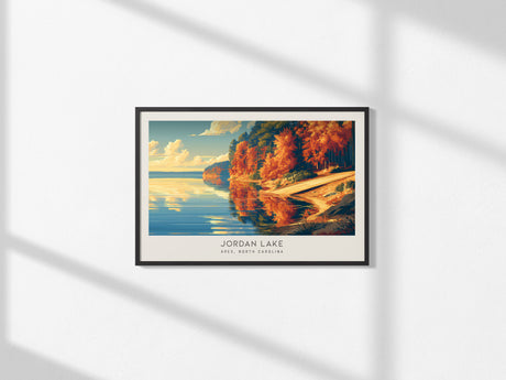 Jordan Lake Landscape Matte Border Poster | Apex, North Carolina Vacation Wall Art — framed and ready to hang, 2x3 in